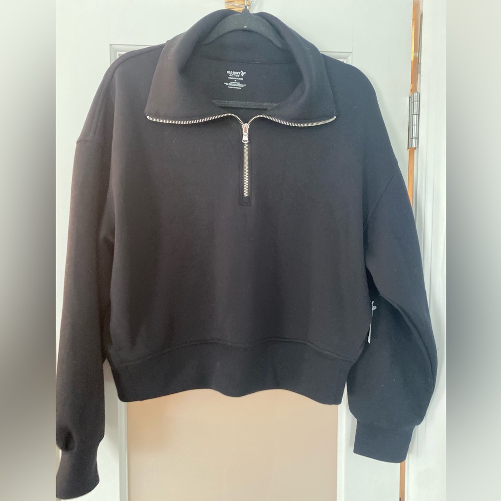 Old Navy Bounce Fleece Half-Zip Pullover Sweatshirt black MEDIUM